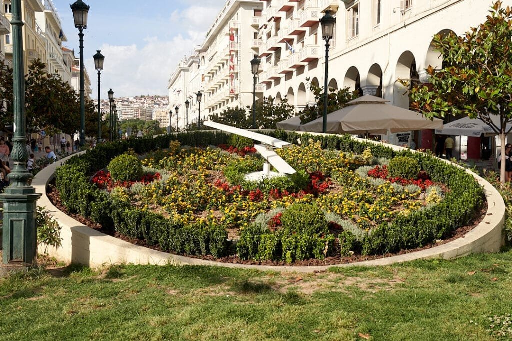 Flower clock at Aristotle Sqaure